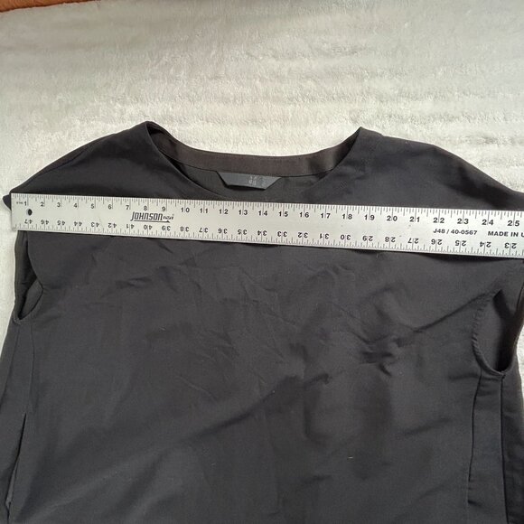 Moyuru Women's Black Midi Dress Loose Fit Cap Sleeve Pleated Panel - Picture 4 of 6